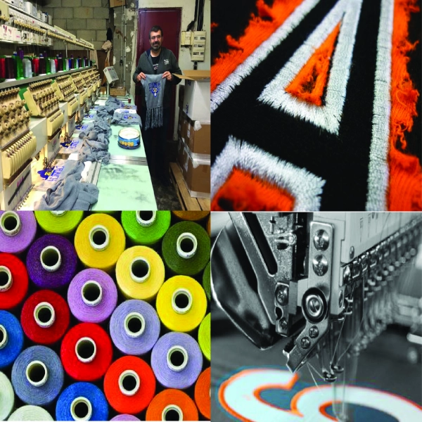 composition d'images illustrant la technique de la broderie pour la personnalisation textile